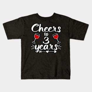 Cheers to 3 years Anniversary Gifts Kids T-Shirt